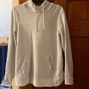 Gray and White Striped Hoodie